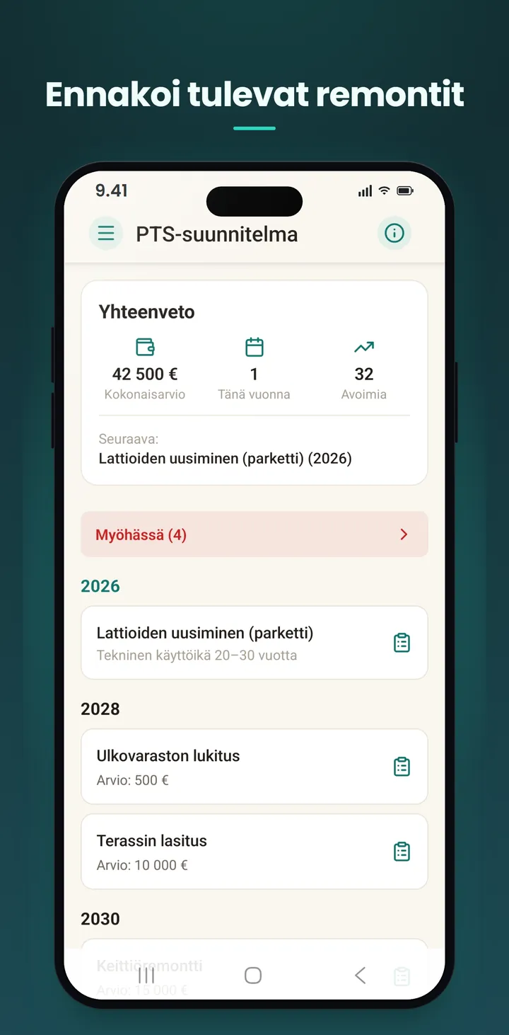 PTS-suunnitelma: ennakoi tulevat remontit
